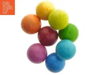 Farverige kugler i træ (str. 11 cm)