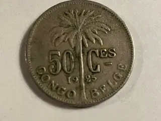 50 Centimes Belgian Congo 1925