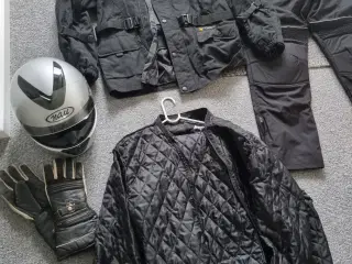 MC jakke og bukser + hjælm + Handsker