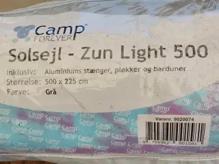 SOLSEJL TIL CAMPINGVOGN - 500 x 225 cm.- zun light