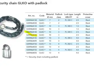 Kæde med hængelås (Abloy/Ruko)