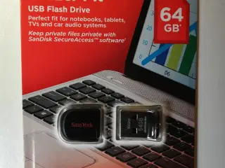 SanDisk Cruzer Fit USB 2.0 stik 64 GB