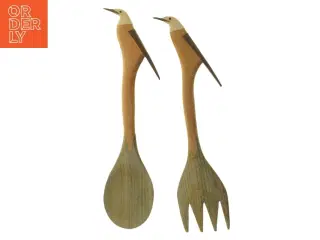 Salatbestik i træ formet som fugle (str. 32 cm)