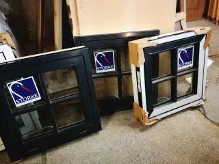3 NYE TRÆ/ALU VINDUER ANTRACIT 60x60 KR. 1300/STK