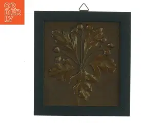Kobber Væg Relief med blomstermotiv (str. 13,5x12,5 cm)