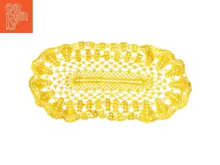 Gul hæklet borddug (str. 53 x 26 cm)