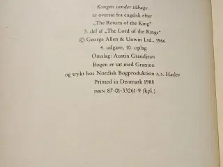 Ringenes Herre 3 Kongen v. tilbage af Tolkien 1988