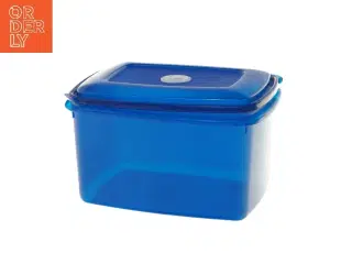 Blå plastbeholder med låg (str. 12x14x20 cm)