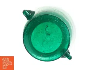 Grøn glasvase med hank (str. 12 x 9 cm)