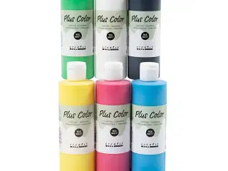 Plus Color Hobbymaling, primærfarver, 6x250ml/ 1 pk.
