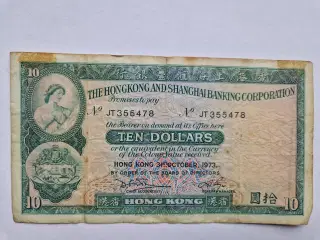 10 Dollar Hong Kong 1973 - Bad condition
