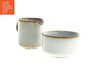 Keramik sæt med sukkerskål og mælkekande fra Søholm Stentøj (str. 10 x 6 cm og 8 x 11 x 7 cm)