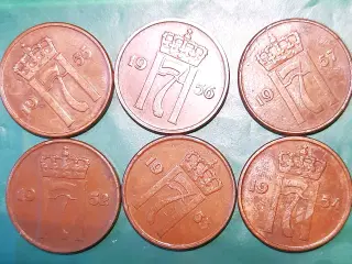 NORGE 5 ØRE 1952 - 1957 KOMPLET! HAAKON VII