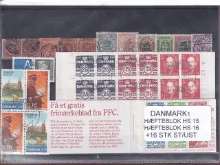 Danmark Samling - 1 Hæfteblok HS 15 + HS 16 - 16 Stk. Stemplet/Ustemplet