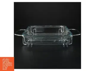 Firkantet glasfad med metalholder fra Marinex (str. 24x22 cm)