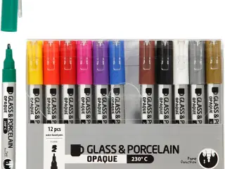 Glas- og Porcelænstusch 12 stk. - Halvdækkende Farver
