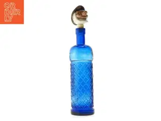 Blå glasflaske med prop (str. 25 x 8 cm)