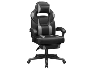 Kontorstol gaming med fodstøtte ergonomisk, sort/grå