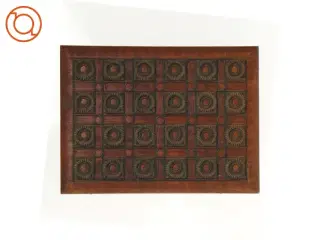 Ornamenteret Træ æske med 2 rum (str. 16 x 12 x 4 cm)