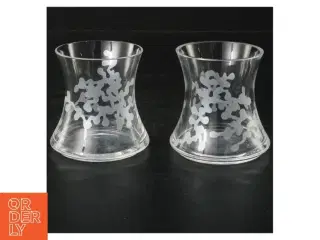 Gennemsigtige glasvaser med snefnugmønster (str. 7,5 cm, ø 6,5 cm)