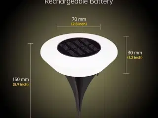 8 stk. Rund solcelledrevet havelampe LED IP65