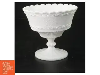 Vintage hvid presset mælkeglas skål på fod (str. 11,5x13 cm)