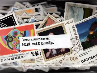 Danmark. Malerimærker. 300 stk. med 30 forskellige
