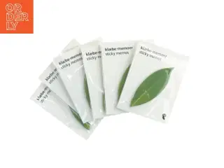 Seks pakker selvklædende memoer (post-it notes) med bladmotiv (10 cm) 10 cm)