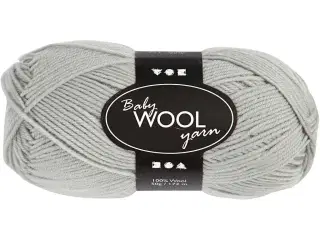 Blødt Babygarn i Lys Grå - 100% Merinould, 50g