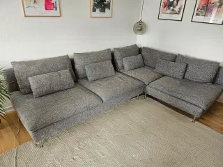 Sofa med. Chaiselong sælges
