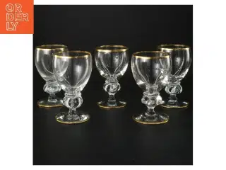 Sæt med 5 glas med guldkant (str. 5 stk Ø 7 cm længde 11,5 cm)