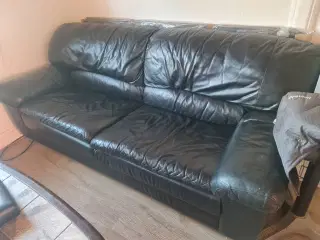 Sort lædersofa 2m