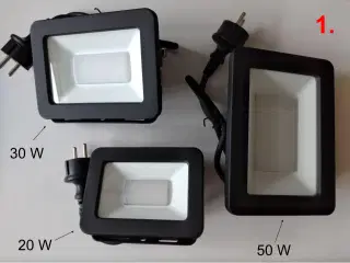3 LED projektører og 1 arbejdslampe 