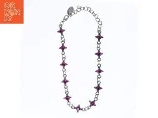 Sølv halskæde med lilla sten (str. 38 cm)