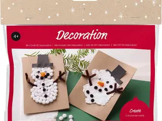 Mini DIY Kit Dekoration, Julekort med snemænd, sort, brun, mellem orange, hvid, 1 pk.