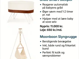 Lej Snoo-seng og Moonboon-slyngevugge 