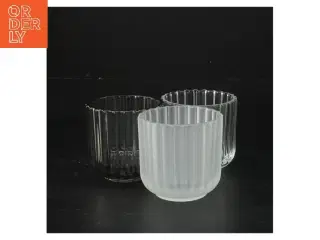 Lysestager i glas, 3 stk. fra Lyngby (str. 6,5 cm)