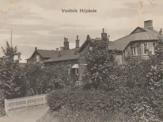 Gammelt postkort Vestbirk Højskole