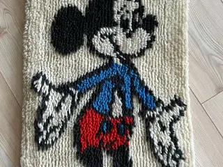 Vintage håndlavet vægtæppe – Mickey Mouse (40 × 70
