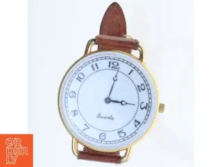 Vintage kvarts armbåndsur med læderrem fra Quartz (str. 13 mm)