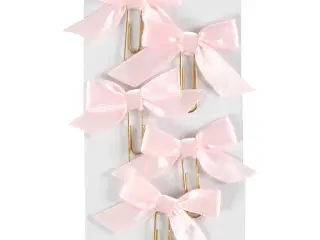 Lyserøde metalklips med sløjfe - 5 stk.