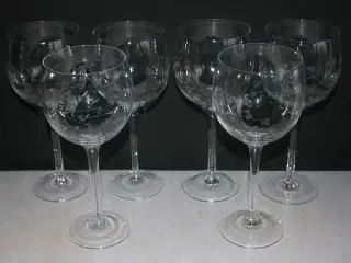 6 rødvinsglas med slebet dekoration