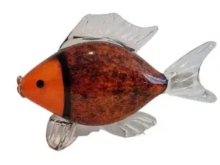Glas fisk i orange og sort