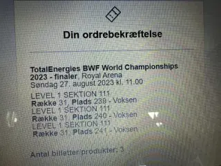 3 billetter til World Championships 2023 badminton
