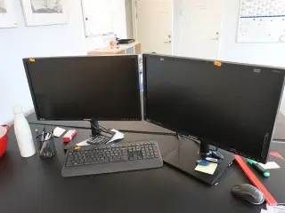 2 stk. computerskærme SAMSUNG S24E450, tastatur, mus