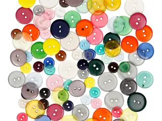 Assorterede Knapper 12-20 mm - 100 stk. i Plast