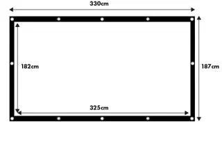 Projektor lærred 150" Maclean – 330×187 cm, 16:9 kant, ophængskroge