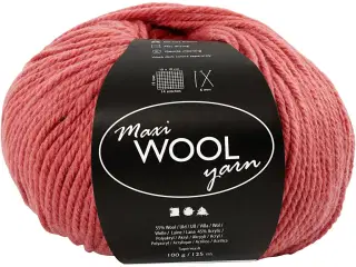 Uldgarn, L: 125 M, mørk rosa, 100g/ 1 ngl.