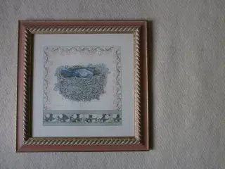 Maleri med fugl i rede