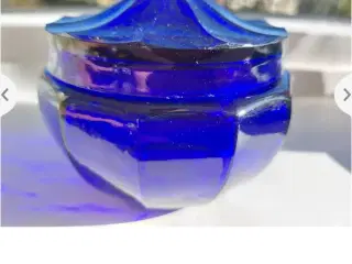 Holmegaard "Honningkrukke" i det fineste blå glas